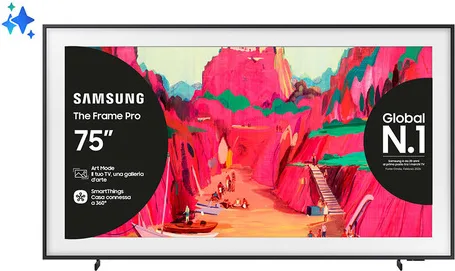 Samsung The Frame Pro AI TV 75'' QE75LS03FWUXZT 4K, Processore NQ4 AI Gen3, 4K AI Upscaling, Art Mode, Matte Display, Neo Quantum HDR, Dolby Atmos & OTS