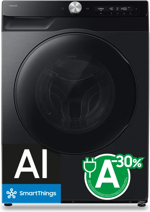SAMSUNG WD90HG6U94BBU3 LAVASCIUGA, Caricamento frontale, capacità lavaggio 9 kg, asciugatura 6 26 programmi, Profondità 49,5 cm, Giri 1400 rpm, Nero, Classe D