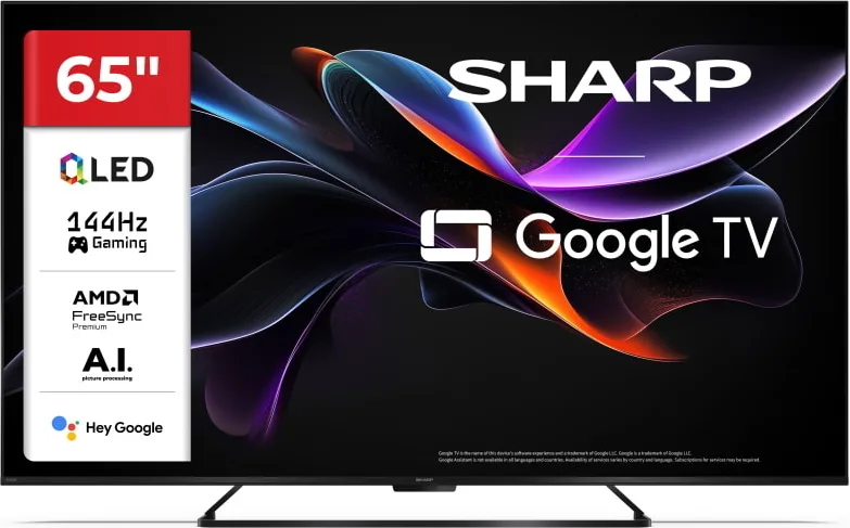 Sharp 65HR7265E TV QLED 65 pollici UHD 4K Google TV 144Hz
