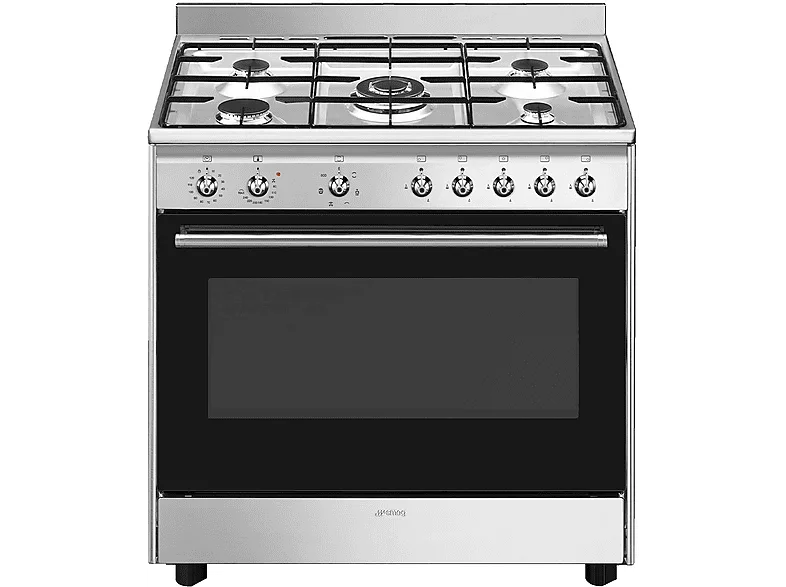 Smeg CX90GM Cucina Gas 5 Fornelli con forno Elettrico da 90 cm Acciaio inox