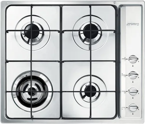 Smeg SR64S Piano Cottura a Gas 4 Fuochi 58,5 cm (Acciaio Inox)