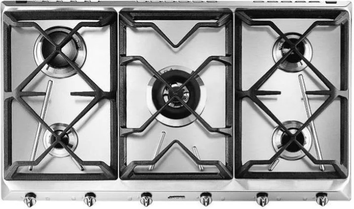 Smeg SRV596GH5 Piano Cottura a Gas 5 Fuochi 90 cm (Acciaio Inox)