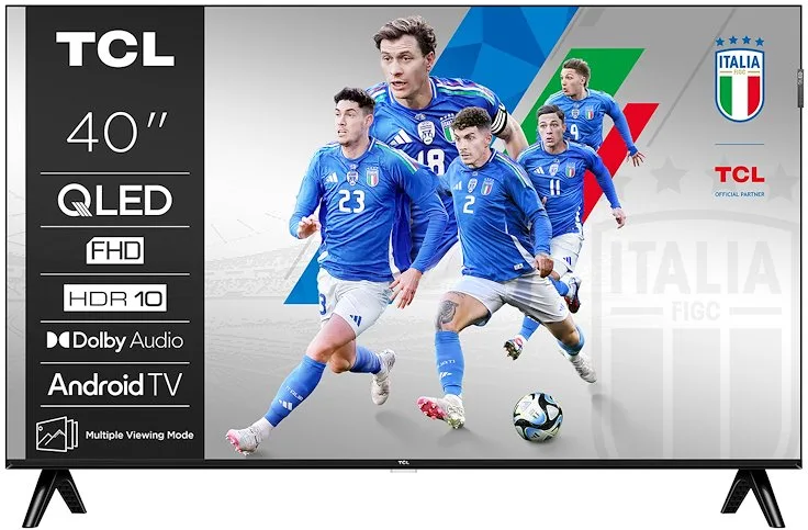 TCL 40S59K Serie S59K Smart TV QLED 40'' Full HD Android TV HDR10 Dolby Audio colore Metallico