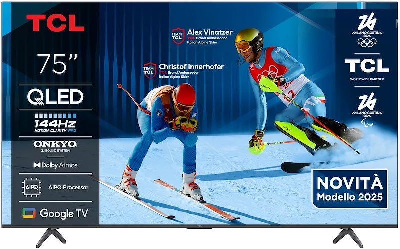 TCL P8K Serie Smart TV QLED 4K 75" 75P8K, 144Hz, audio Onkyo 2.1, Dolby Vision & Atmos, Google TV