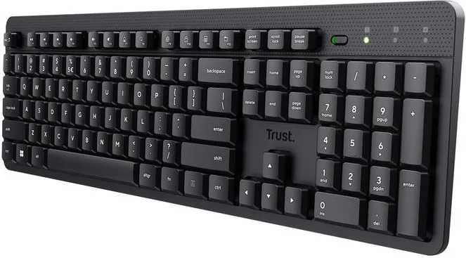 Trust 25012 Ody II Tastiera Wireless Silenziosa Layout Italiano QWERTY 104 Tasti Profilo Ribassato RF Resistente agli Schizzi colore Nero