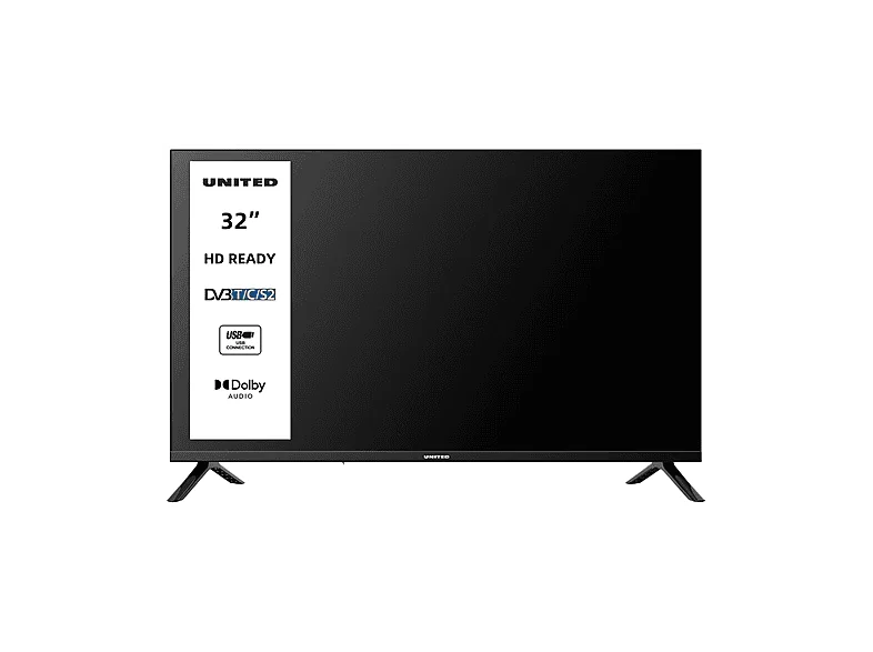 United UNLED32M10 TV 32'' HD, Triplo tuner DVBT2/C/S2 HEVC MAIN10, Dolby Audio, Parental Control