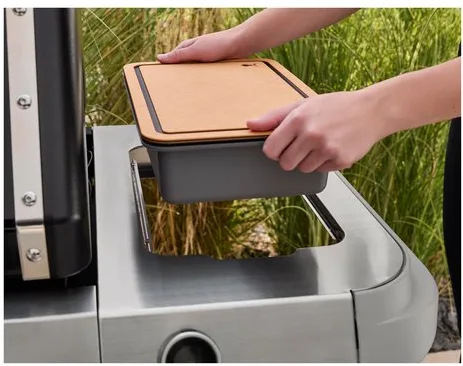 Weber 3400131 Works Contenitore per Alimenti con Coperchio Tagliere Double Face Accessorio Barbecue Lavabile in Lavastoviglie